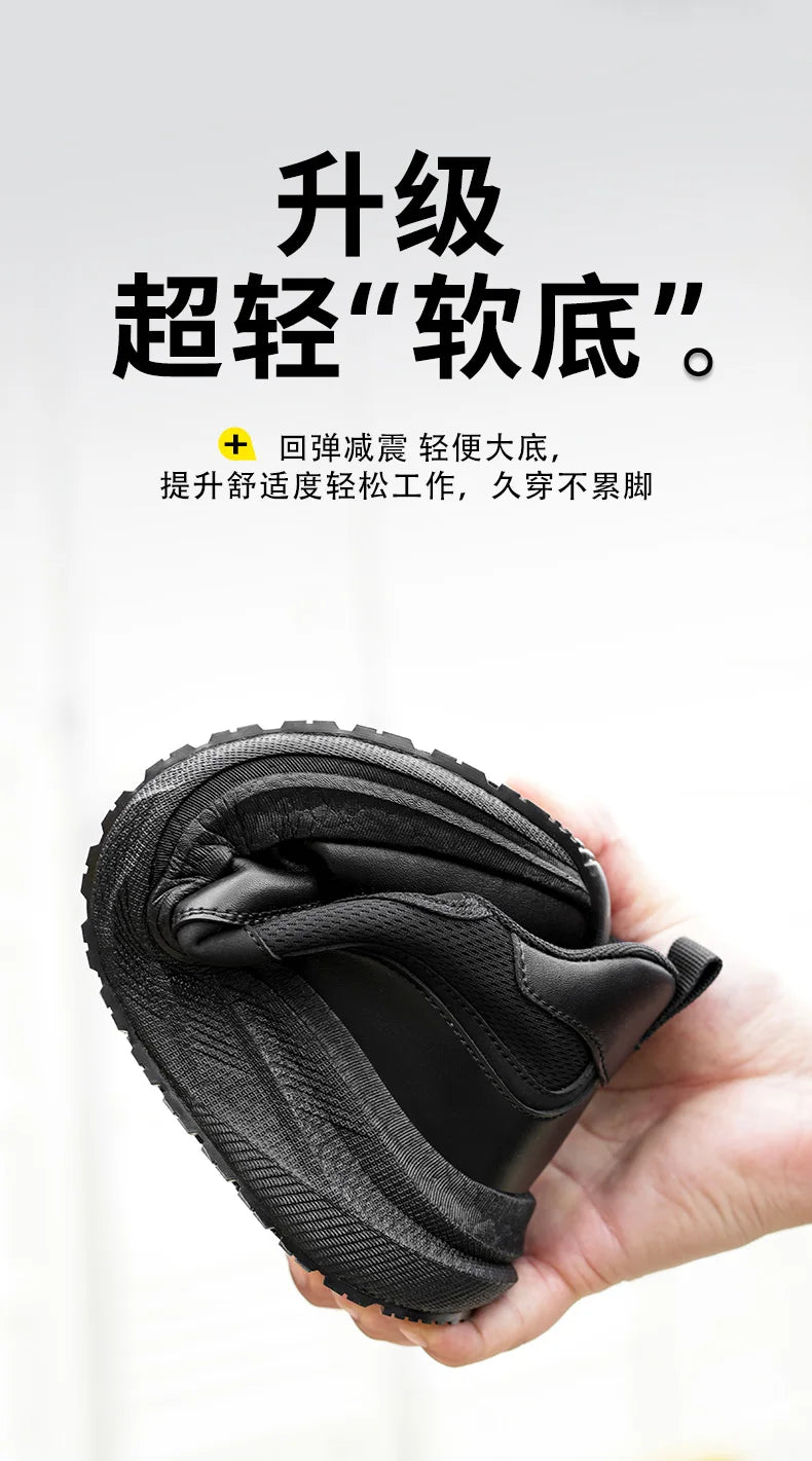 Scarpe da Cuoco in Pelle da Uomo Impermeabili Antiscivolo Resistenti all'Olio, Mocassini Casual da Uomo Resistenti all'Usura