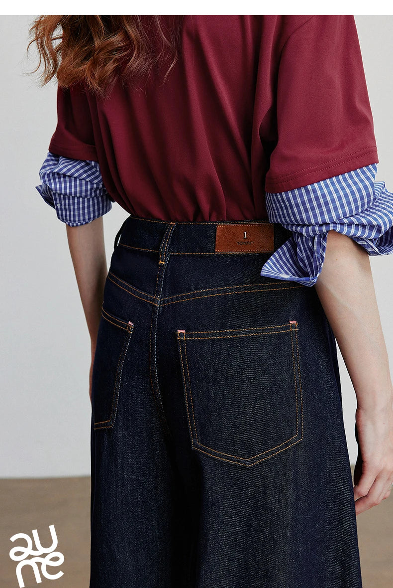 TOYOUTH Jeans denim da donna 2025 Autunno Nuovi pantaloni larghi a banana curvi larghi