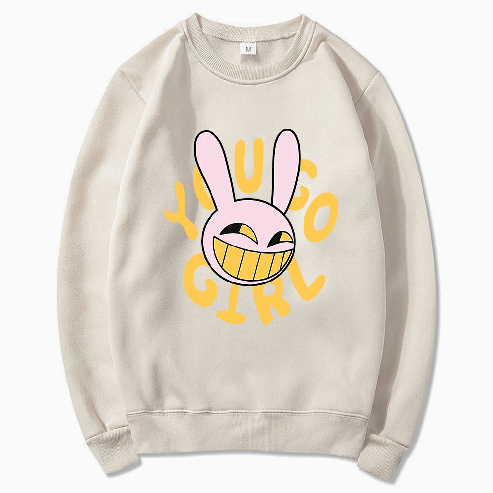 YOU GO GIRL Felpa con cappuccio Digital Circus Jax Moda Donna Harajuku Divertente Felpa con cappuccio con coniglio carino Felpa pullover vintage unisex Cartoon
