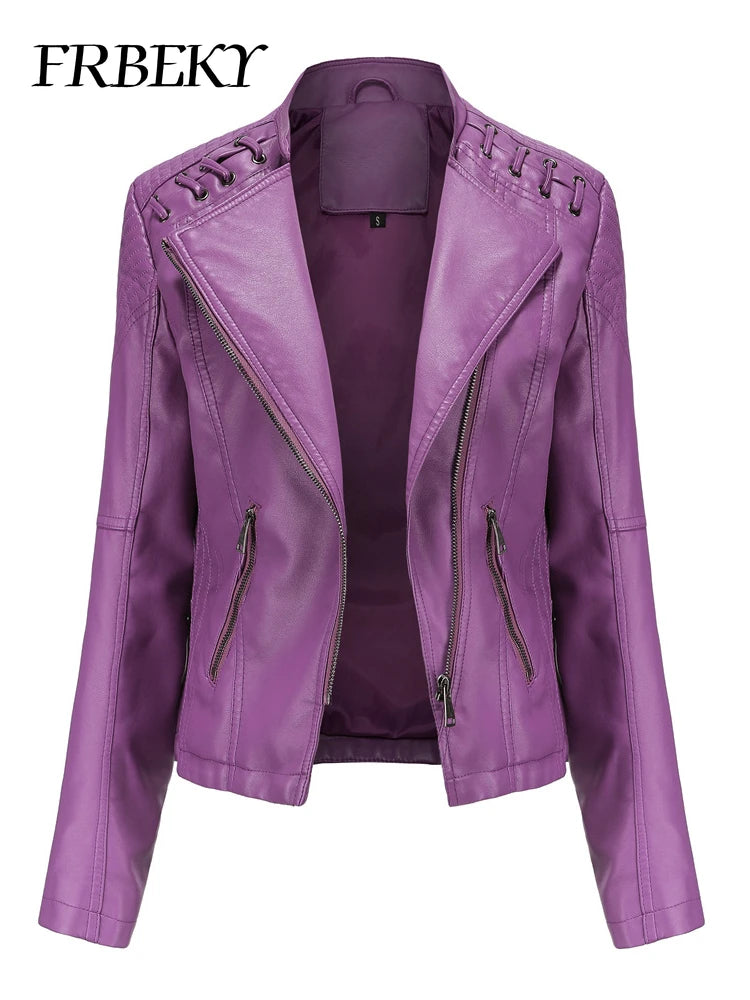 Primavera autunno sezione corta manica lunga giacca con cerniera giacca Slim in ecopelle Casual tinta unita giacca moda capispalla allentata