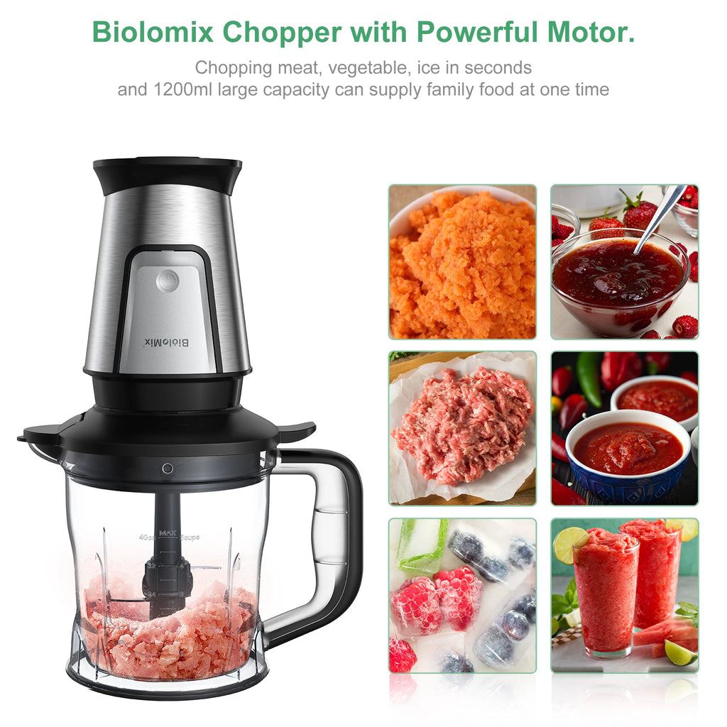 BioloMix 700W Compact Kitchen Blender 3-in-1 Juicer Food Processor and Dry Grinder Perfect for Making Fresh Juices Dips