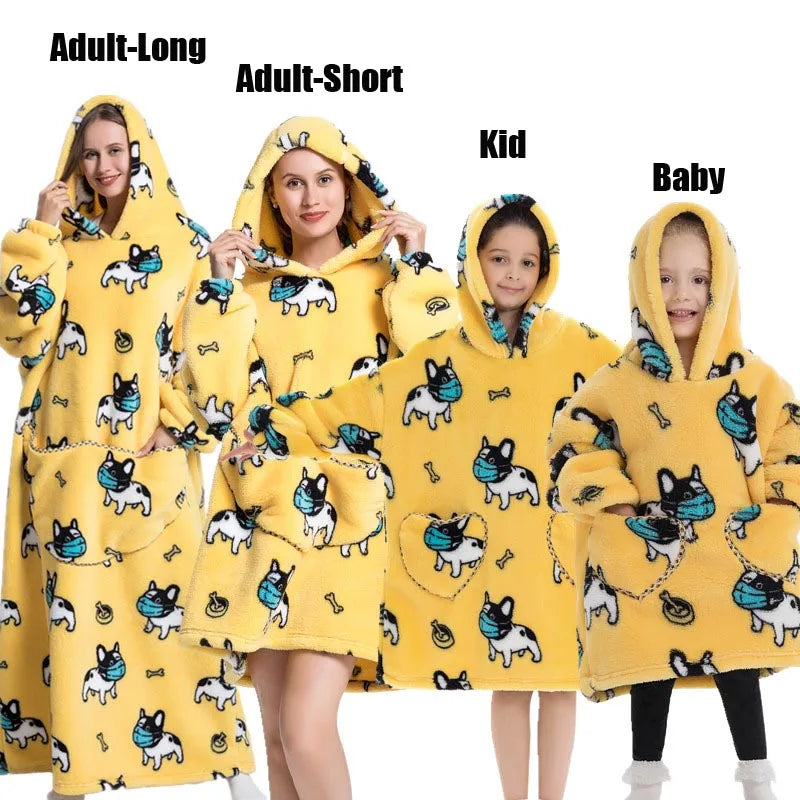 Felpe con cappuccio extra lunghe per donna Abbigliamento invernale per la casa Coperte di flanella per adulti con maniche Felpe con cappuccio morbide e calde per ragazze