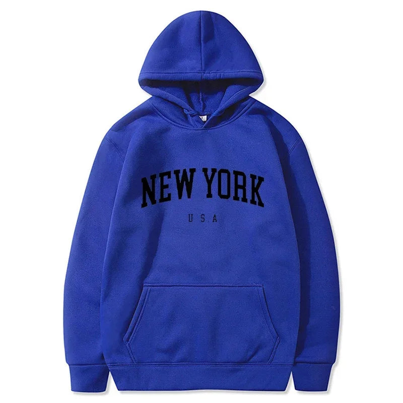 Uomo Donna New York USA City Felpe con cappuccio Moda Lettera stampata Felpe grafiche Allentate Casual Harajuku Pullover con cappuccio Abbigliamento sportivo