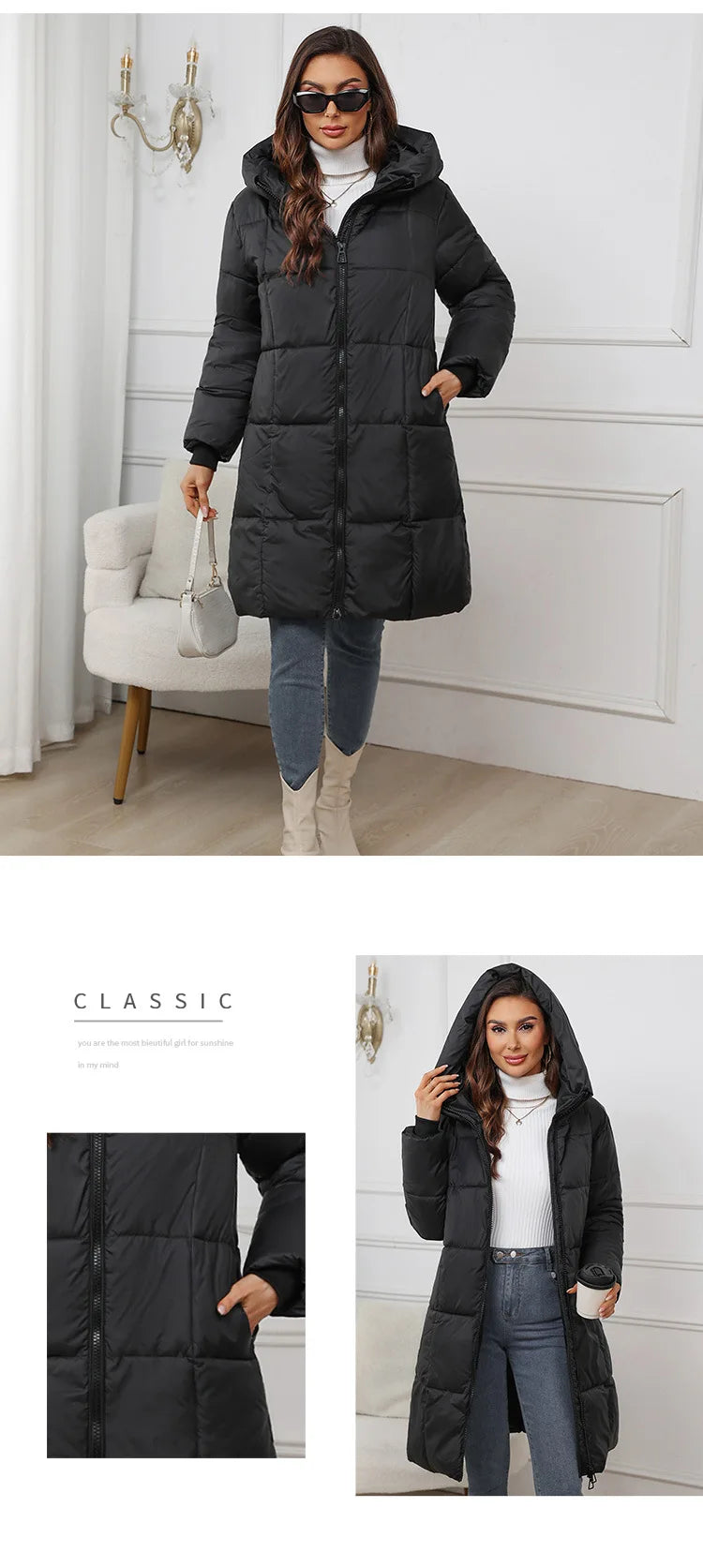 Cappotto lungo da donna 2024 Nuovo autunno inverno Parka femminile piumino di cotone spesso Femme Casual corto caldo capispalla spesso Top da donna