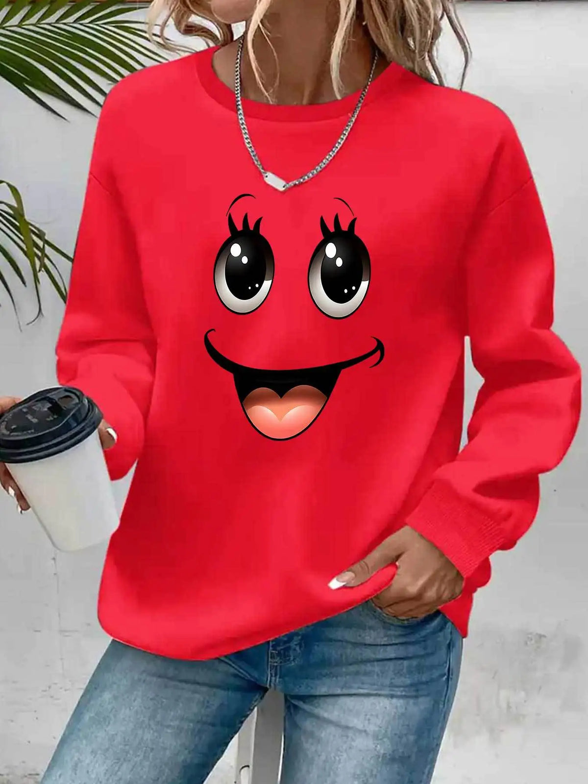 Pullover con cappuccio girocollo a maniche lunghe in velluto stampato con motivo a lettere comode e casual autunnali e invernali da donna