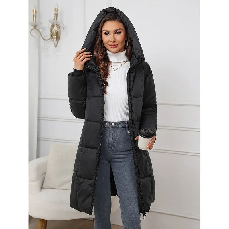 Cappotto lungo da donna 2024 Nuovo autunno inverno Parka femminile piumino di cotone spesso Femme Casual corto caldo capispalla spesso Top da donna