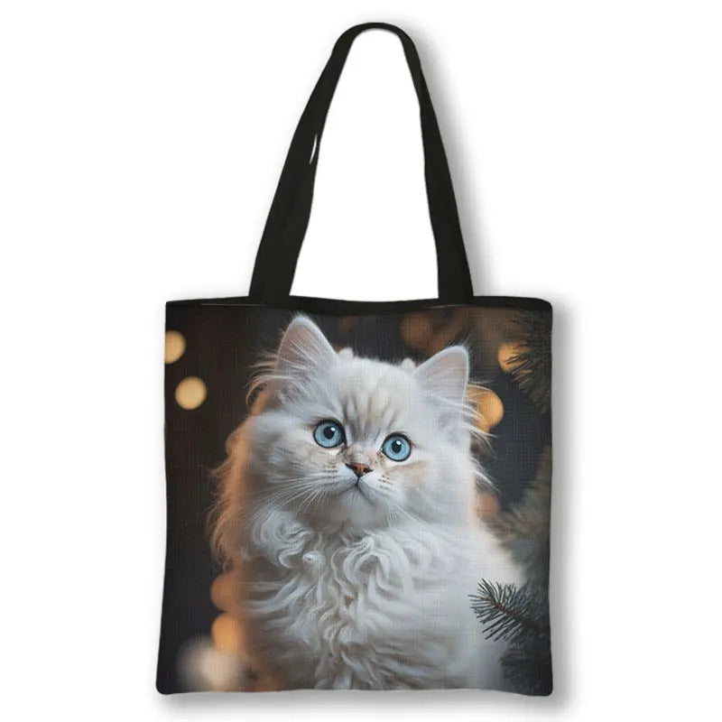 Borsa a tracolla con stampa gattino Kawaii Animali Gatti Cartoon Grafica Totes Borse Borsa da donna di grande capacità Borse shopper riutilizzabili Regalo