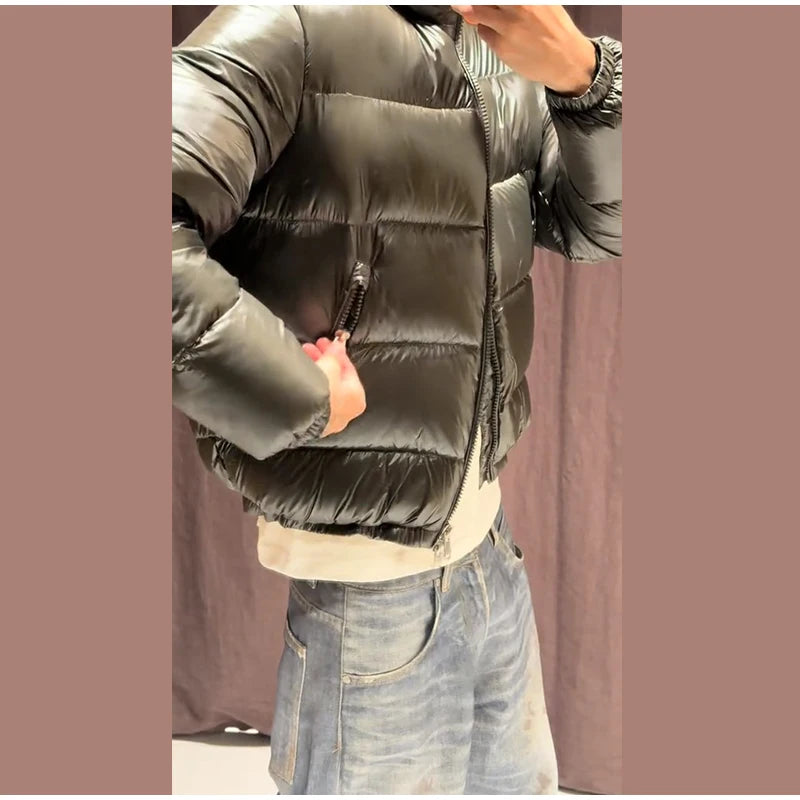 2025 Autunno Inverno Stile neutro Cappotto imbottito in cotone Casual Cerniera con cappuccio Giacca solida Moda Parka caldo a prova di freddo Capispalla