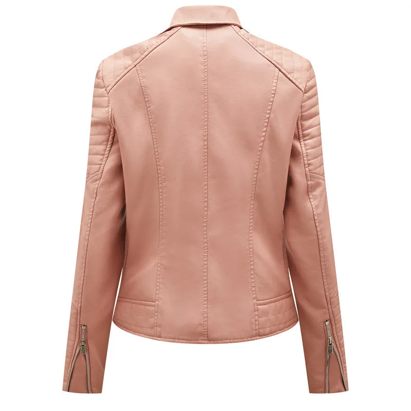 2026 Giacca in ecopelle da donna di nuova moda, cappotto casual in PU con cerniera primavera autunno, capispalla da motociclista femminile abbigliamento da donna S-XXXL