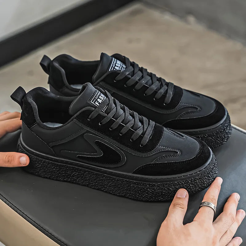 Scarpe da ginnastica in pelle moda Scarpe vulcanizzate piatte e traspiranti da uomo Scarpe con plateau resistenti all'usura per il tempo libero all'aperto Zapatillas Hombre
