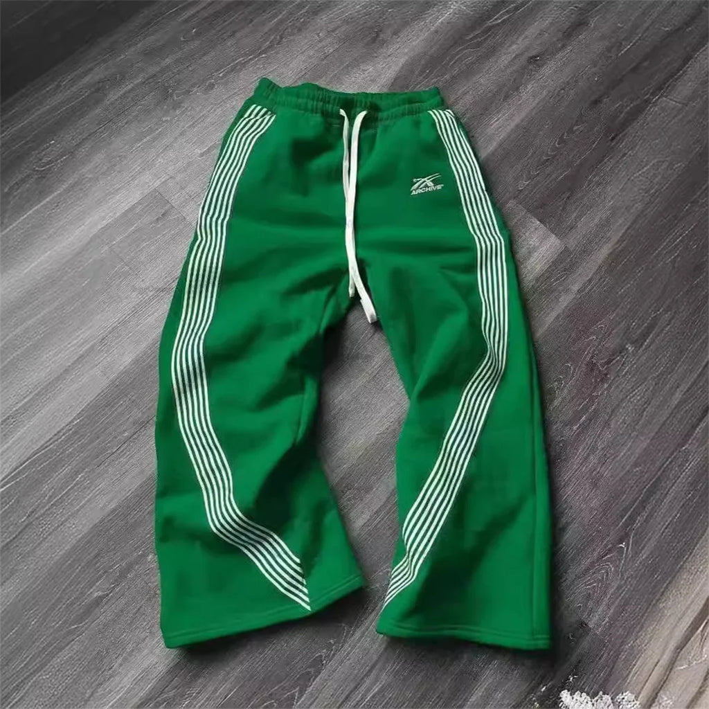 Y2k Grigio Pantaloni Casual Vintage Funzionale Tattico da Uomo Premium da Jogging Pantaloni a Gamba Larga con Coulisse Streetwear Pantaloni Sportivi