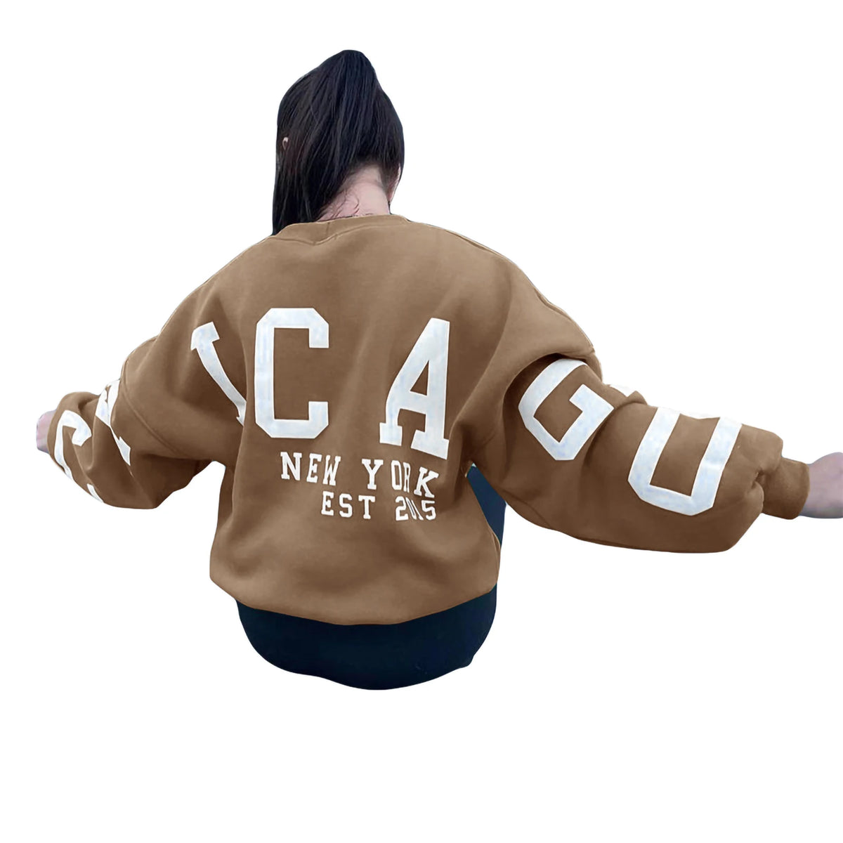 Combhasaki Y2K Grunge Pullover allentato da donna Felpe con stampa di lettere Top a maniche lunghe ispessiti casual Felpa con cappuccio autunnale Streetwear