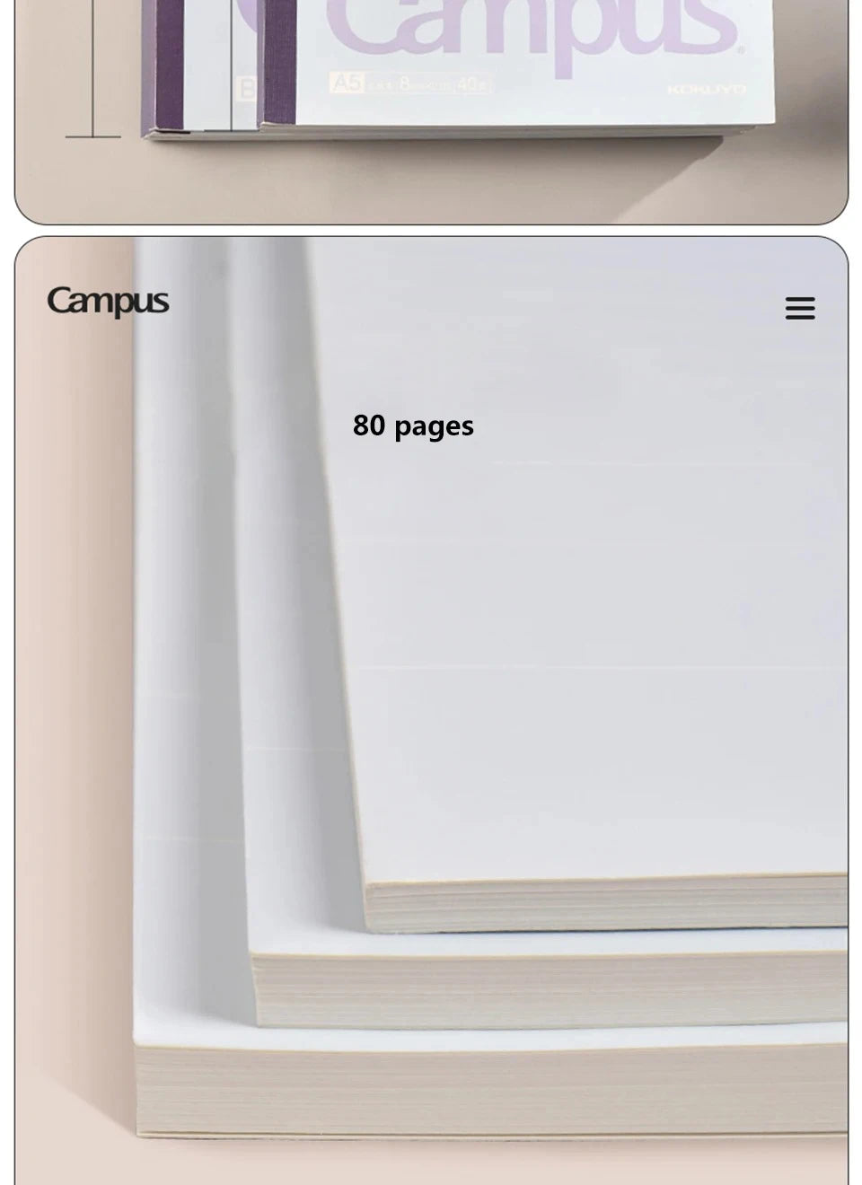 Japan KOKUYO Notebook 80 Pages Campus B5/A5 Soft Surface Wireless Binding Horizontal Line School Office Stationery