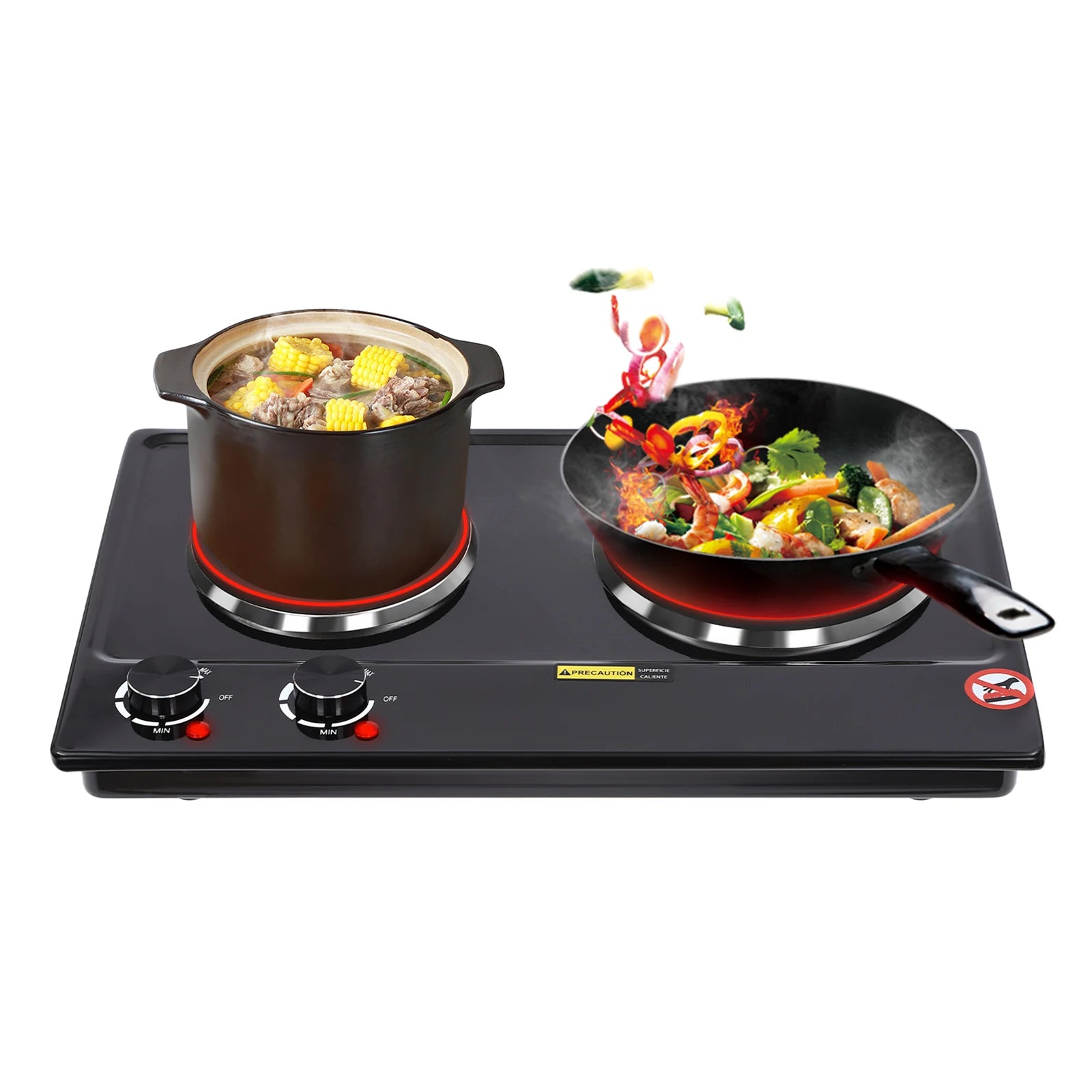 Electric Hob Cooker with 2 Plate| 2500W Electric Stove Cooktop| Knob Control, 6 Gear