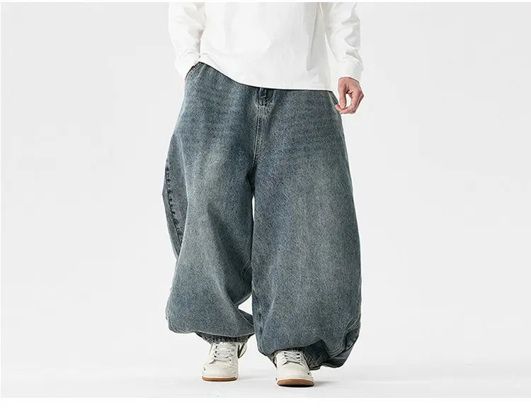 Pantaloni in denim a gamba larga da uomo streetwear Jeans larghi Harajuku Pantaloni jeans oversize casual da uomo Moda uomo di grandi dimensioni 5XL