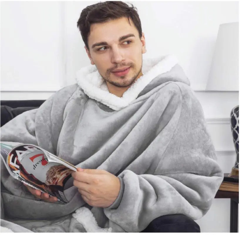 Felpe con cappuccio invernali Felpa in pile spesso caldo TV gigante Coperta indossabile oversize con maniche in flanella Coperta con cappuccio