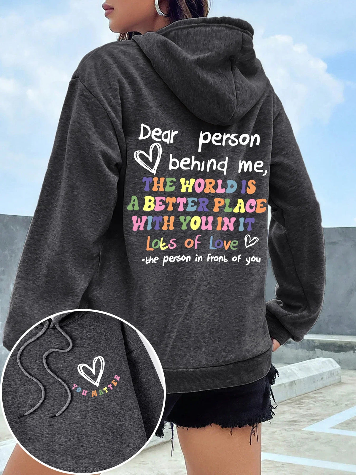 Caro persona dietro la felpa con cappuccio da donna lettere colorate caldo pile donna felpa con cappuccio fodera in pelliccia felpe con cappuccio primavera autunno Y2K top casual