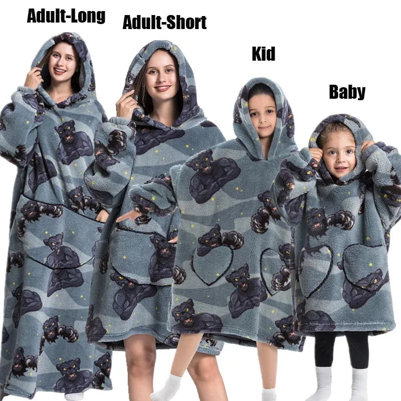 Felpe con cappuccio extra lunghe per donna Abbigliamento invernale per la casa Coperte di flanella per adulti con maniche Felpe con cappuccio morbide e calde per ragazze