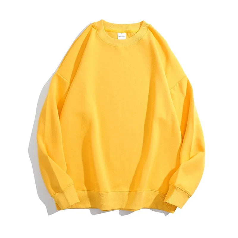 Maglione con spalle scoperte e collo rotondo in cotone sano di alta qualità da 40 colori per uomo e donna, ampio con spalle scoperte oversize