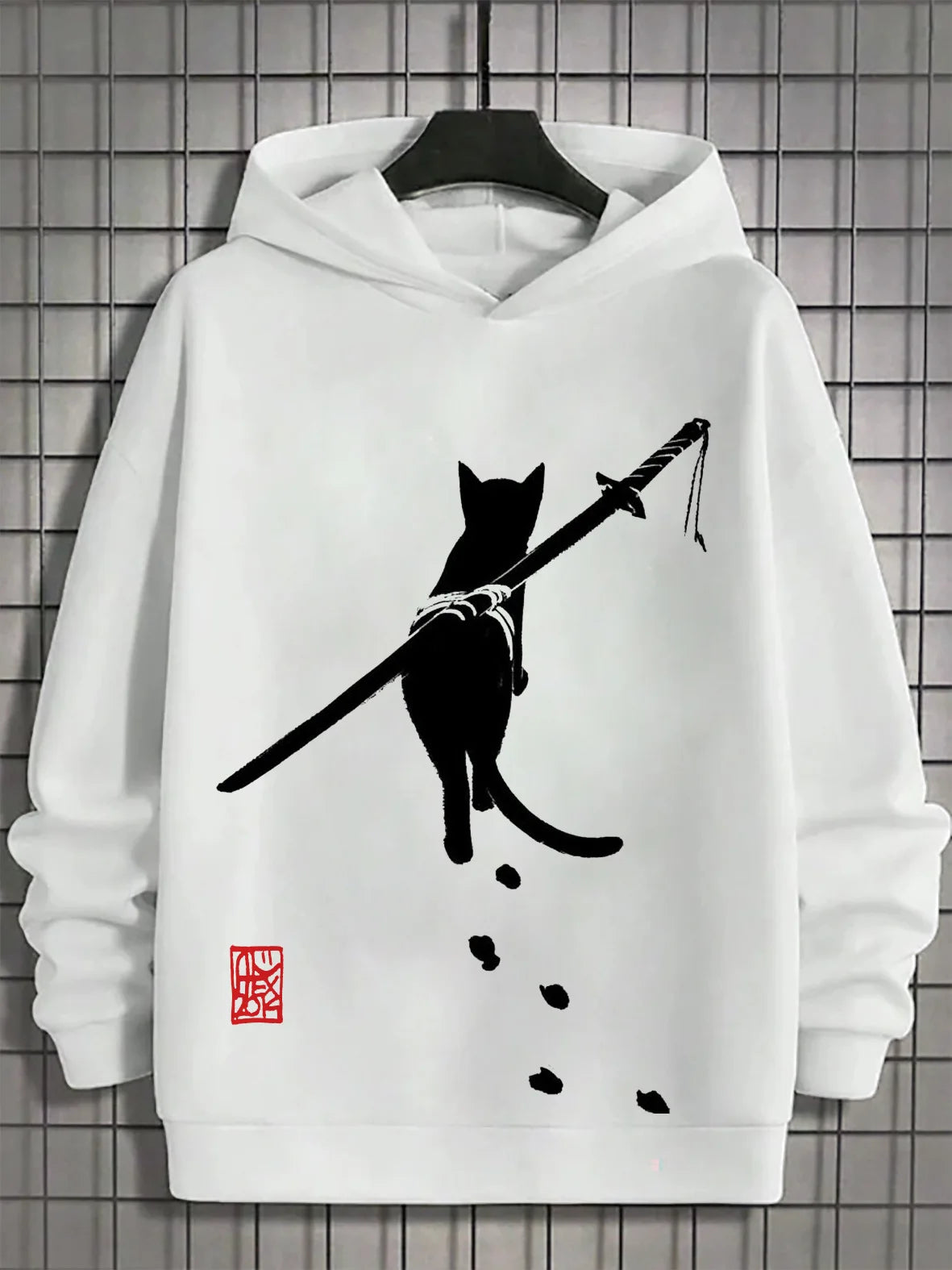 Felpa con cappuccio da uomo Samurai Stampa Y2k Felpa Harajuku Camicia con cappuccio Pullover Casual Oversize Manica lunga Sport Top Abbigliamento da uomo