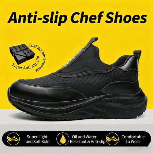Scarpe da Cuoco in Pelle da Uomo Impermeabili Antiscivolo Resistenti all'Olio, Mocassini Casual da Uomo Resistenti all'Usura
