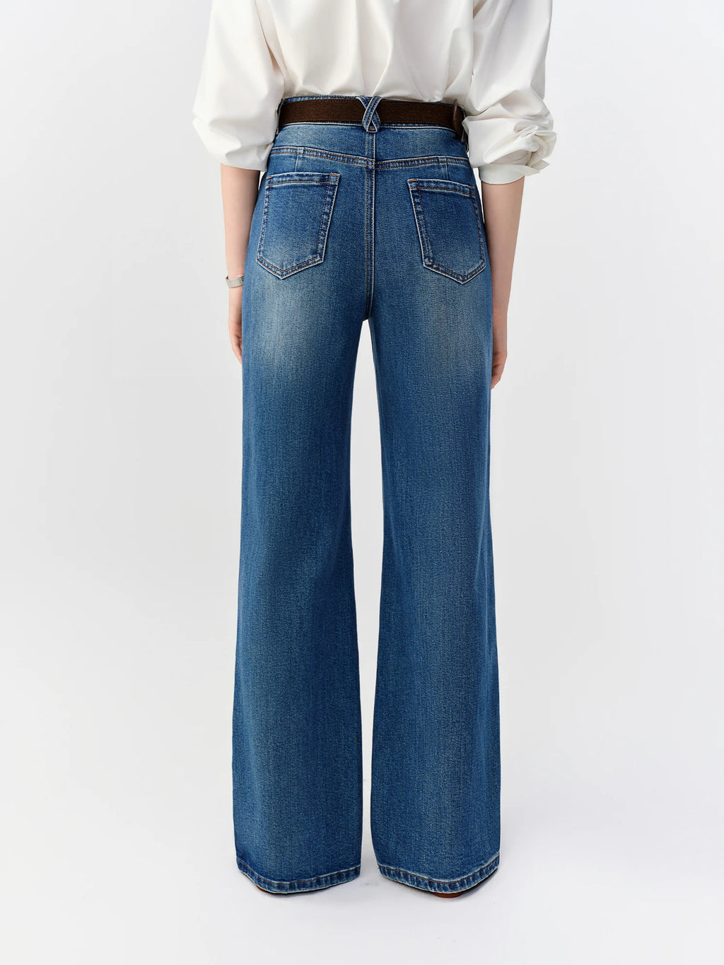 DUSHU 2026 Autunno Jeans Svasati Elasticizzati Slim-Fit da Donna, Pantaloni Bootcut a Vita Alta che Allungano la Gamba in Lunghezza Estesa