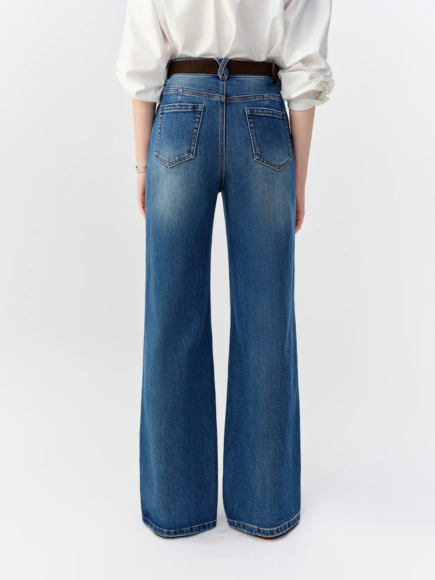 DUSHU 2026 Autunno Jeans Svasati Elasticizzati Slim-Fit da Donna, Pantaloni Bootcut a Vita Alta che Allungano la Gamba in Lunghezza Estesa