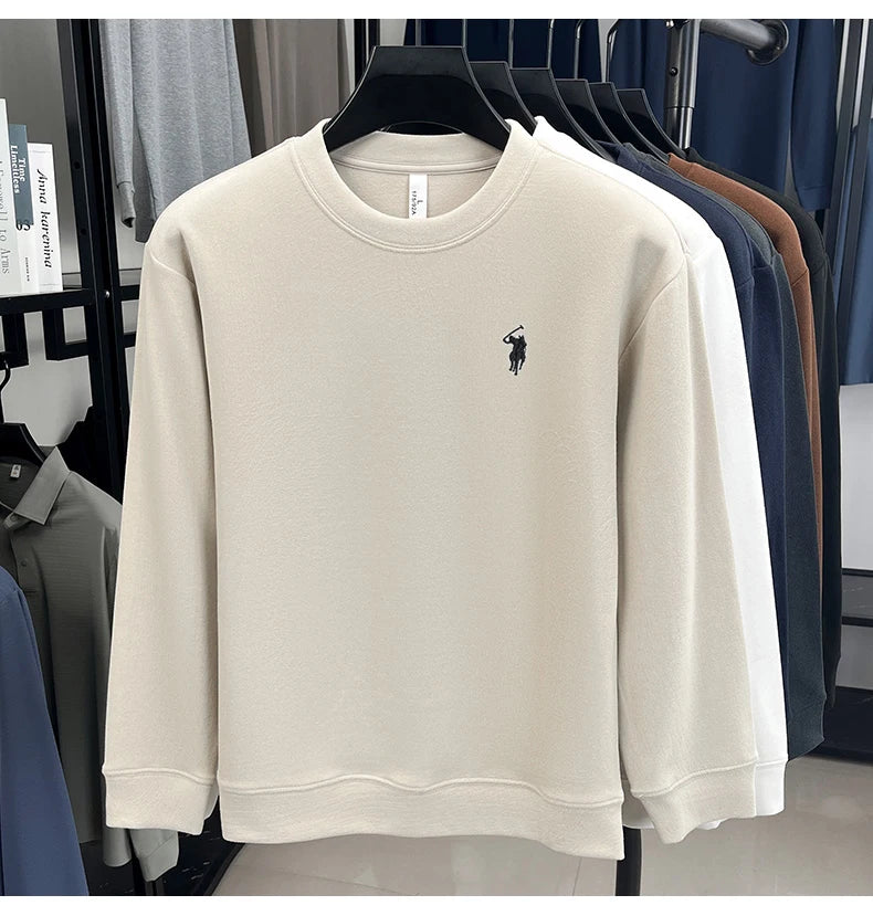 T-shirt a maniche lunghe di marca di lusso da uomo autunno Paul trendy squisito pony ricamo pullover allentato casual girocollo felpa