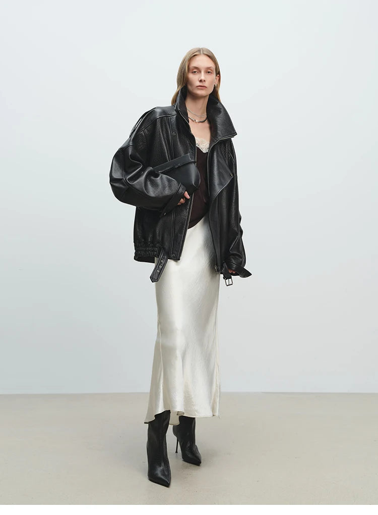 Mauroicardi Primavera Giacca oversize in morbida pelle Pu nera da uomo Cintura a maniche lunghe Designer di lusso Abiti di moda europei 2025