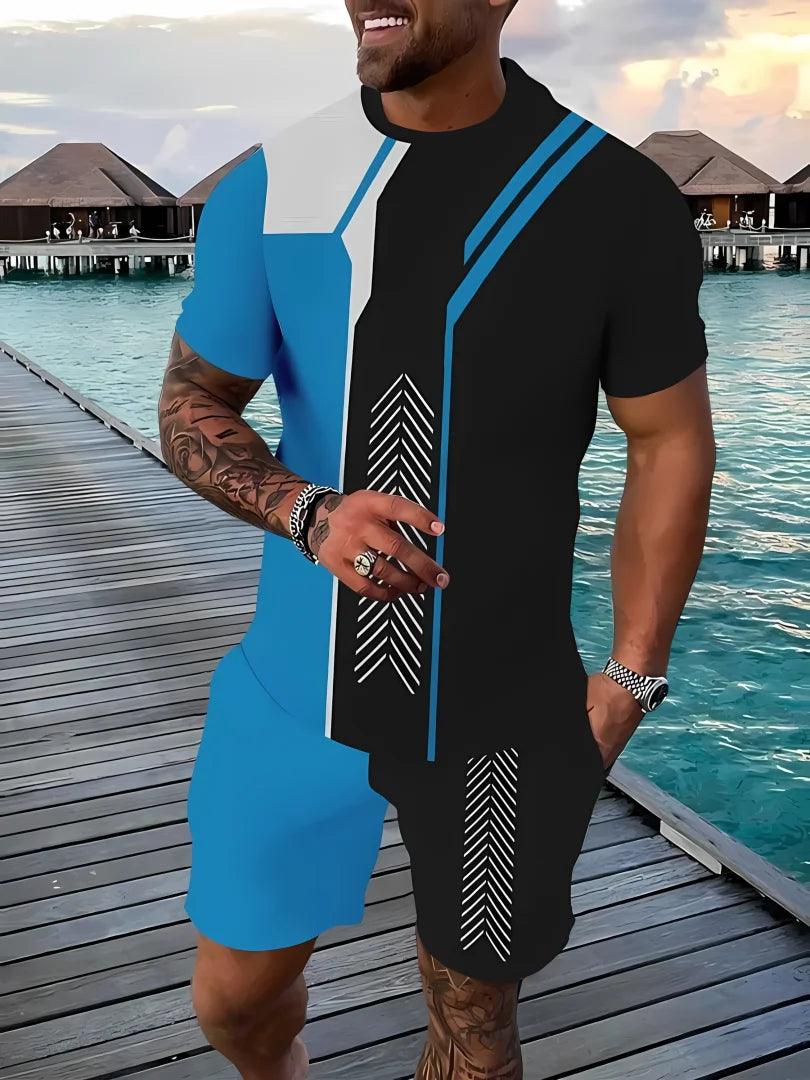 Pantaloncini a maniche corte sportivi casual da uomo nuovi estivi 2025 Set di pantaloncini T-shirt da uomo stampati in 3D
