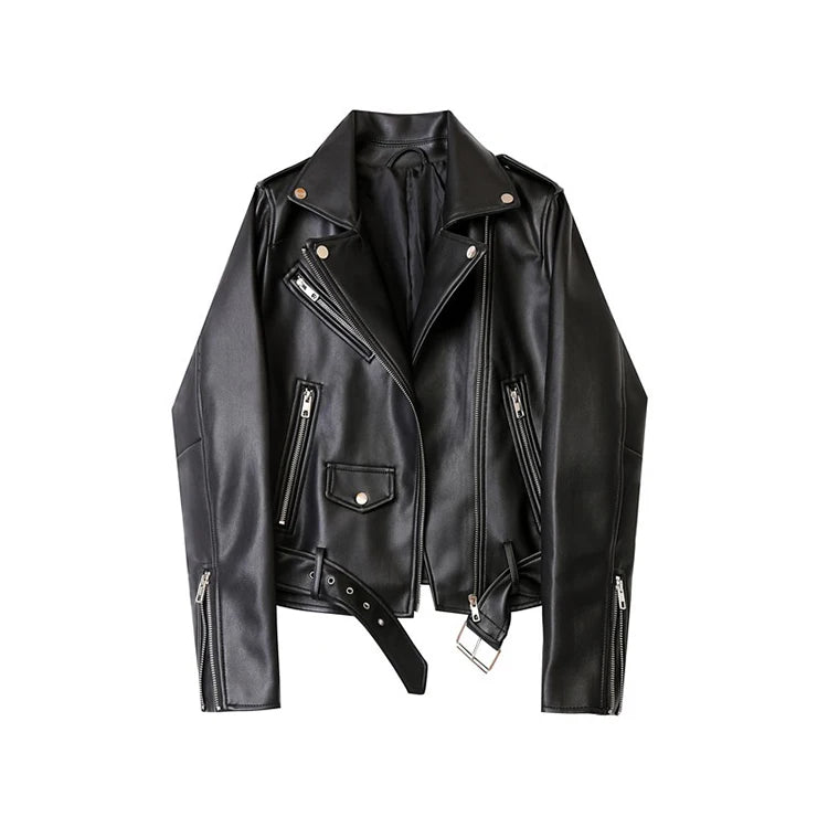 Ladies 2025 Primavera e autunno nuovo colore caramella bella cintura da motociclista Spalline staccabili giacca da moto in pelle jack