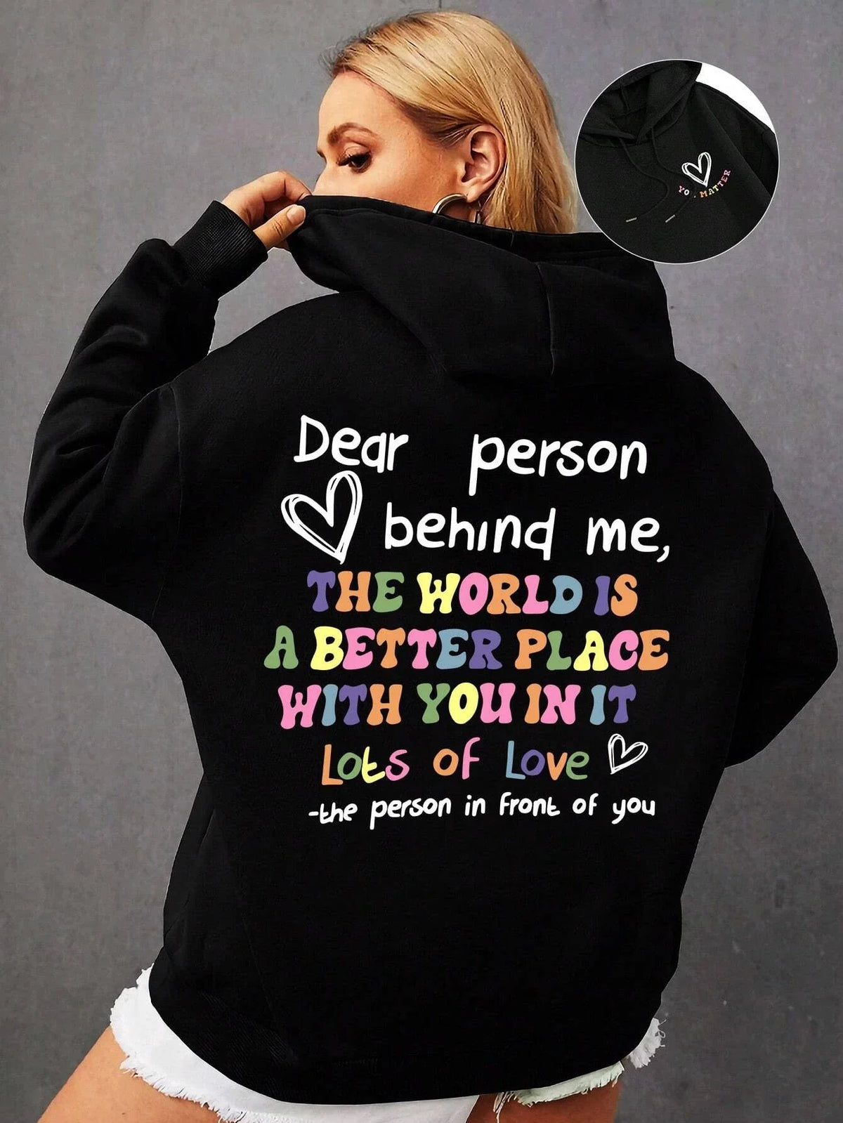 Caro persona dietro la felpa con cappuccio da donna lettere colorate caldo pile donna felpa con cappuccio fodera in pelliccia felpe con cappuccio primavera autunno Y2K top casual