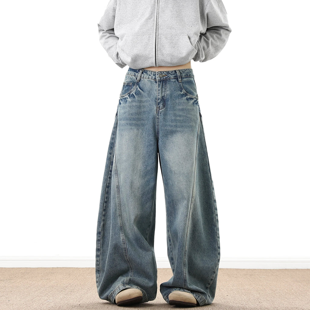 Jeans Larghi da Uomo in Denim, Pantaloni Larghi Stile Cowboy, Jeans Baggy da Uomo alla Moda, Lavati, Streetwear Casual