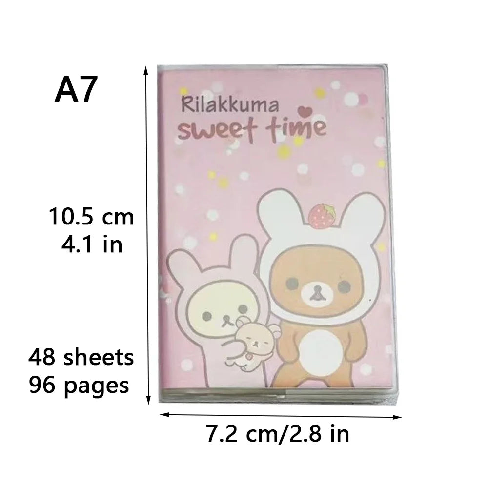 Mini A7 cartoon notebook full color horizontal line inner page page cute bear illustration pocket notepad kid's booklet