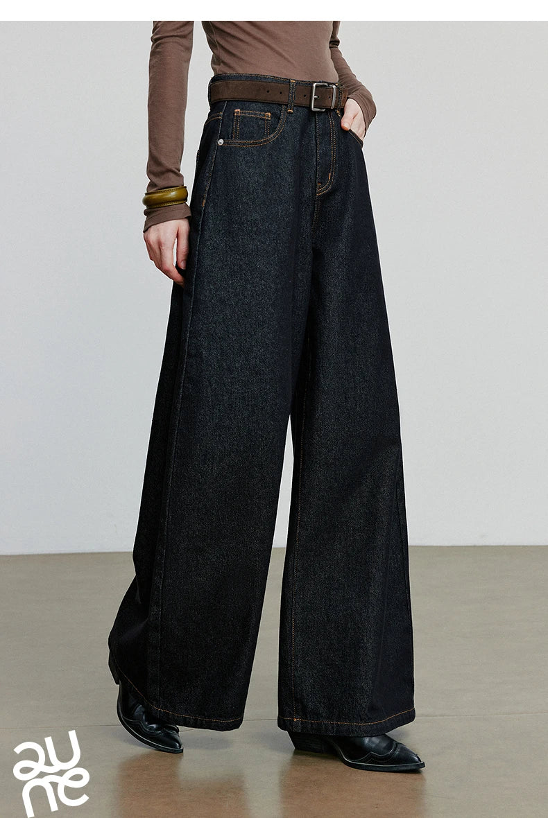 TOYOUTH Jeans denim da donna 2025 Autunno Nuovi pantaloni larghi a banana curvi larghi