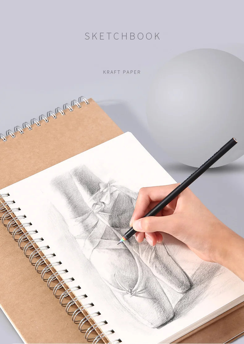 Art Sketchbook 160GSM Kraft Paper Spiral Coil Book Office School Supplies Drawing Notepad Stationary