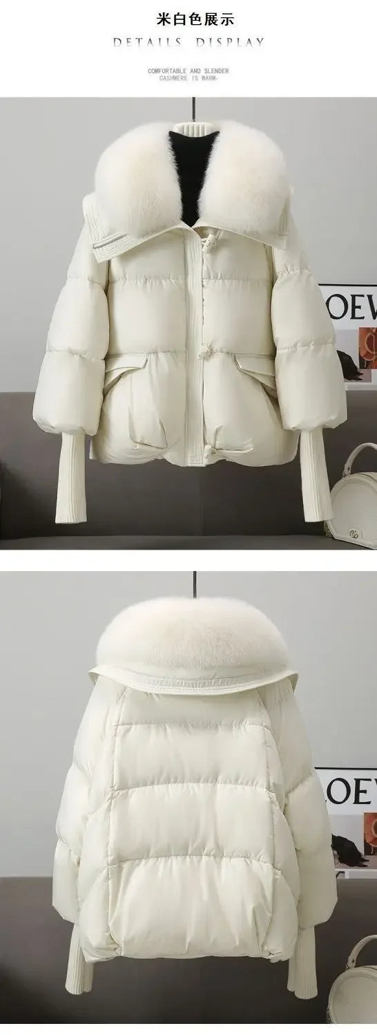 2025 inverno nuovo piumino corto imbottito donna Parka collo di pelliccia cappotti di cotone spesso vestiti nero tuta sportiva casual femminile nuovo