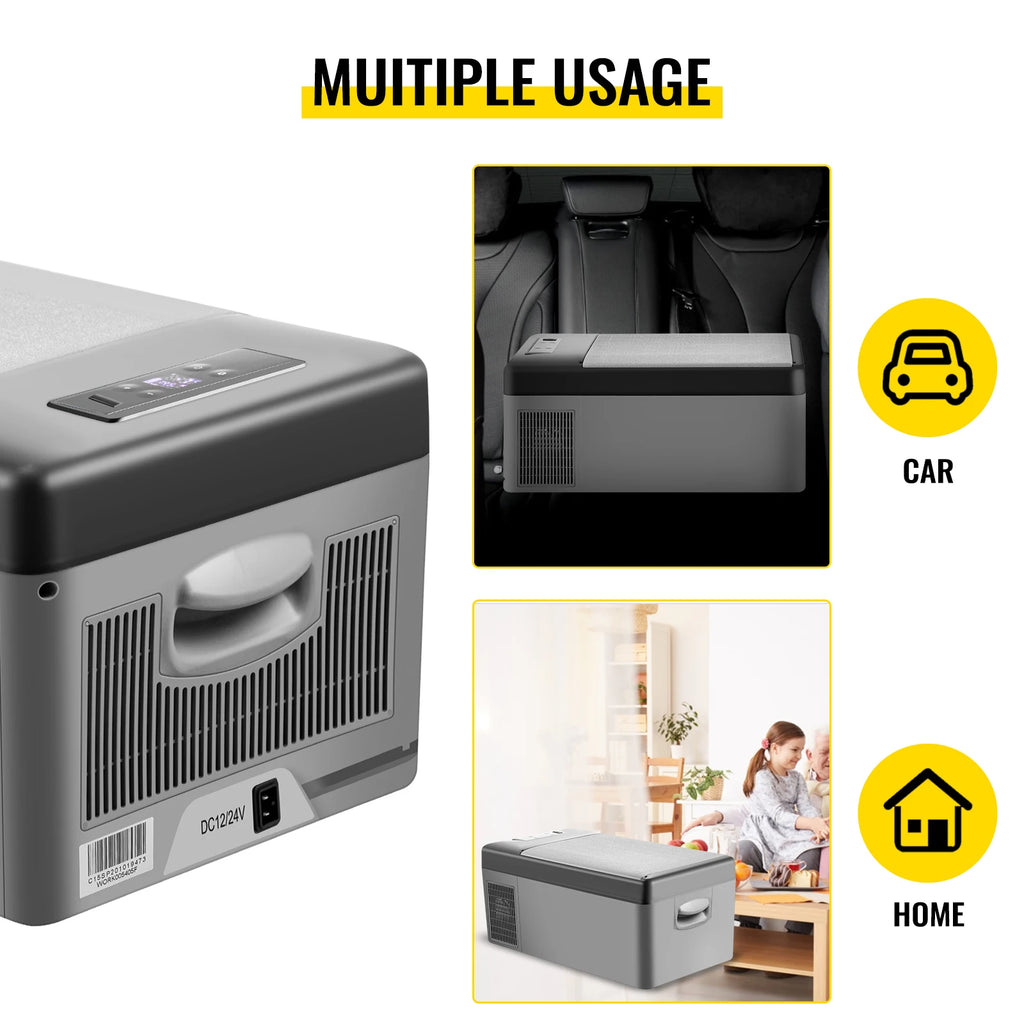 VEVOR Mini Fridge Mini Refrigerator Portable Car Freezer 12V/24V 15L Compressor Cooler for Traveling Camping Outdoor Activities