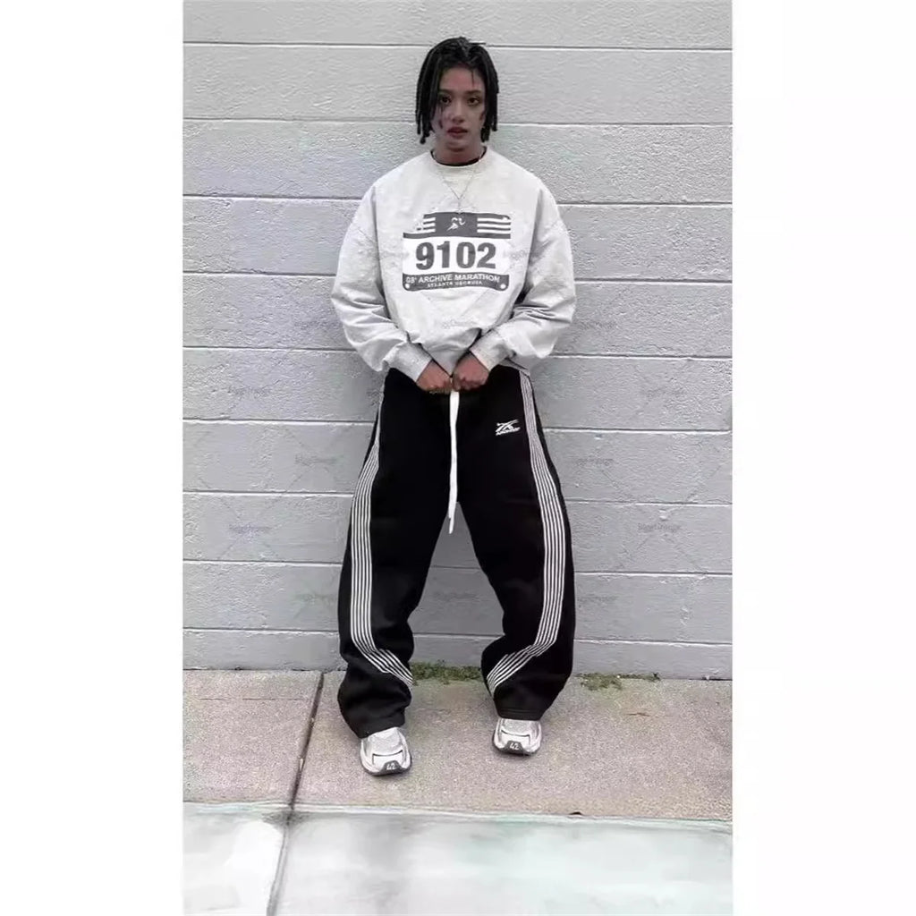 Y2k Grigio Pantaloni Casual Vintage Funzionale Tattico da Uomo Premium da Jogging Pantaloni a Gamba Larga con Coulisse Streetwear Pantaloni Sportivi