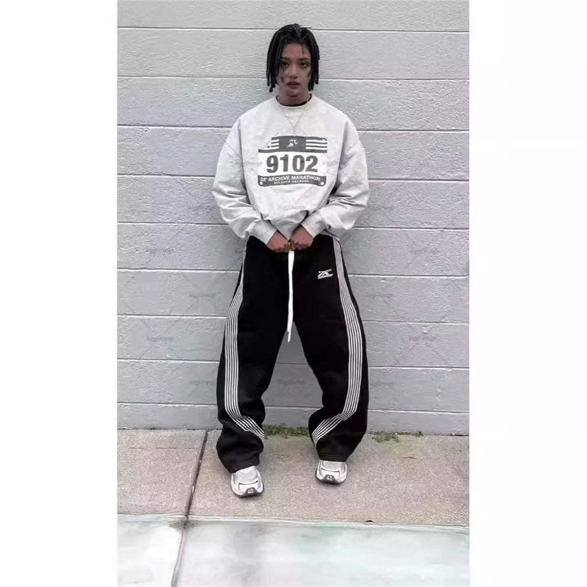 Y2k Grigio Pantaloni Casual Vintage Funzionale Tattico da Uomo Premium da Jogging Pantaloni a Gamba Larga con Coulisse Streetwear Pantaloni Sportivi
