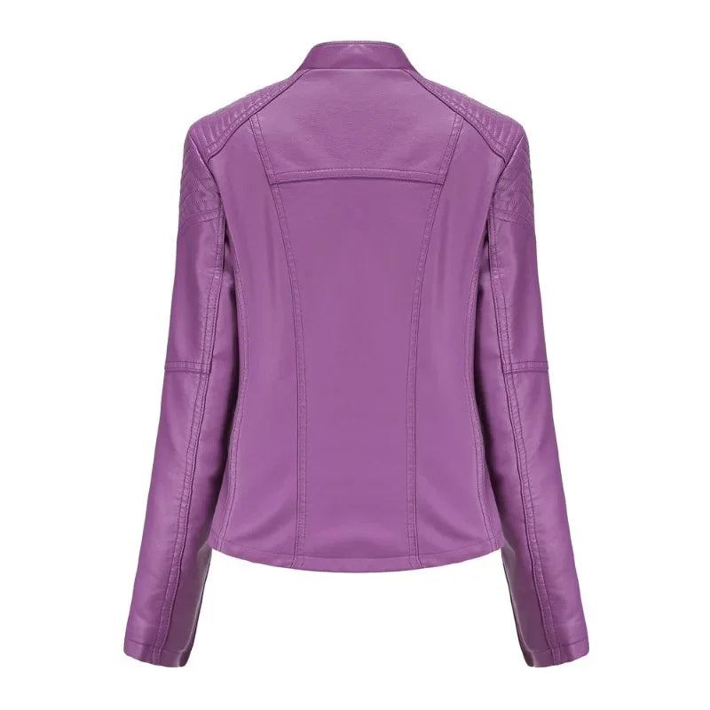 Primavera autunno sezione corta manica lunga giacca con cerniera giacca Slim in ecopelle Casual tinta unita giacca moda capispalla allentata