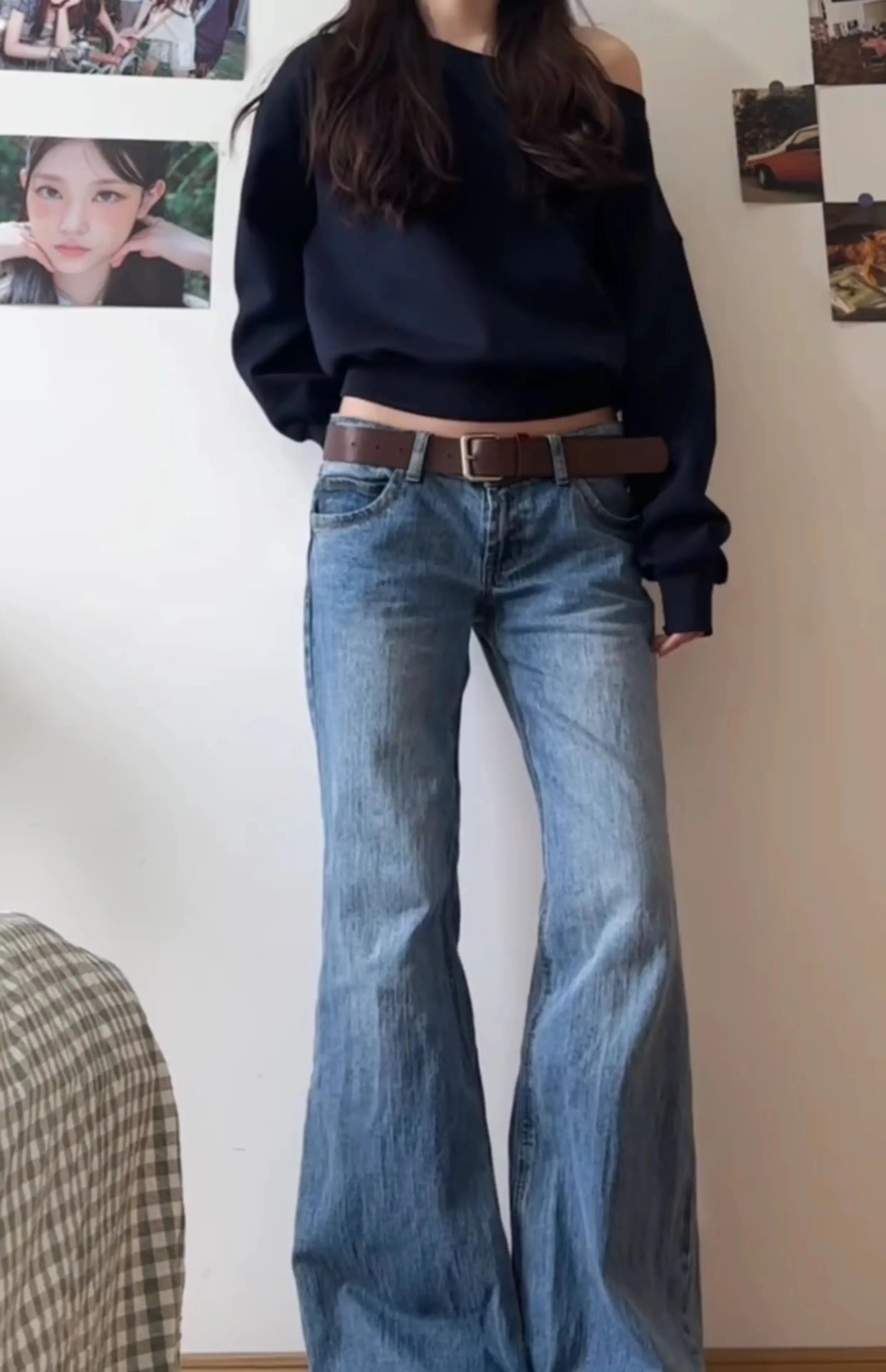Autunno Inverno Donna Vintage Old Money Baggy Flare Jean Giapponese Y2K Streetwear Pantaloni in denim Grunge Bell-Bottom High Street Coreano