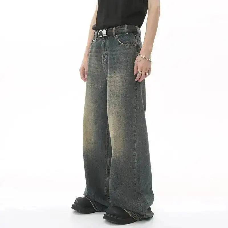 IEFB Pantaloni in denim da uomo estivi Vecchio blu lavato Jeans maschili Dritto Casual da uomo Pantaloni larghi a gamba larga Nuova moda 9C354