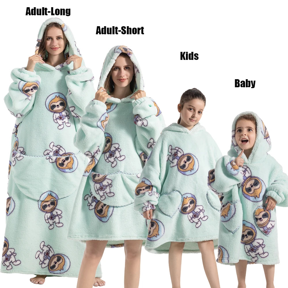 Felpe con cappuccio extra lunghe per donna Abbigliamento invernale per la casa Coperte di flanella per adulti con maniche Felpe con cappuccio morbide e calde per ragazze