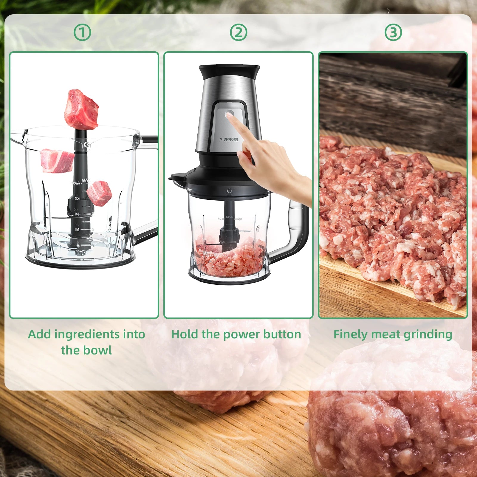 BioloMix 700W Compact Kitchen Blender 3-in-1 Juicer Food Processor and Dry Grinder Perfect for Making Fresh Juices Dips