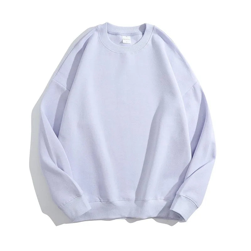 Maglione con spalle scoperte e collo rotondo in cotone sano di alta qualità da 40 colori per uomo e donna, ampio con spalle scoperte oversize