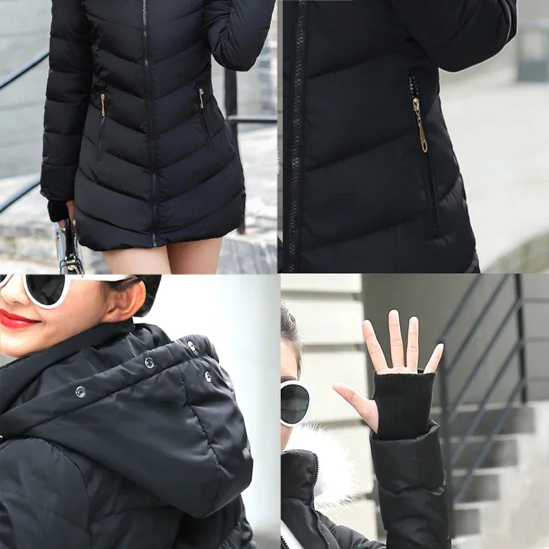 2025 nuovo modo di arrivo sottile giacca invernale da donna imbottito in cotone caldo addensare cappotto da donna cappotti lunghi Parka giacche da donna
