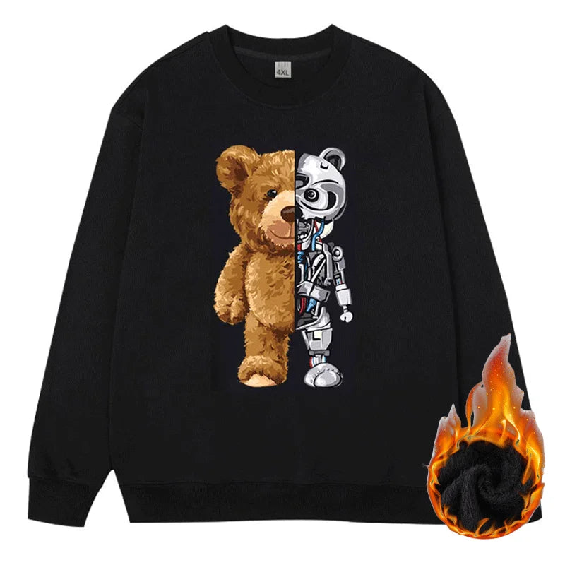 Felpa con fodera in pile taglie forti Pullover Maglione caldo oversize da uomo 6XL 7XL Girocollo Manica lunga Top larghi Abbigliamento maschile