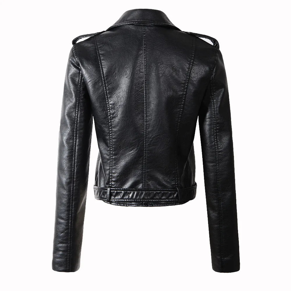 2025 Primavera Autunno Nuova giacca di pelle da donna Abbigliamento da moto Cappotto corto
