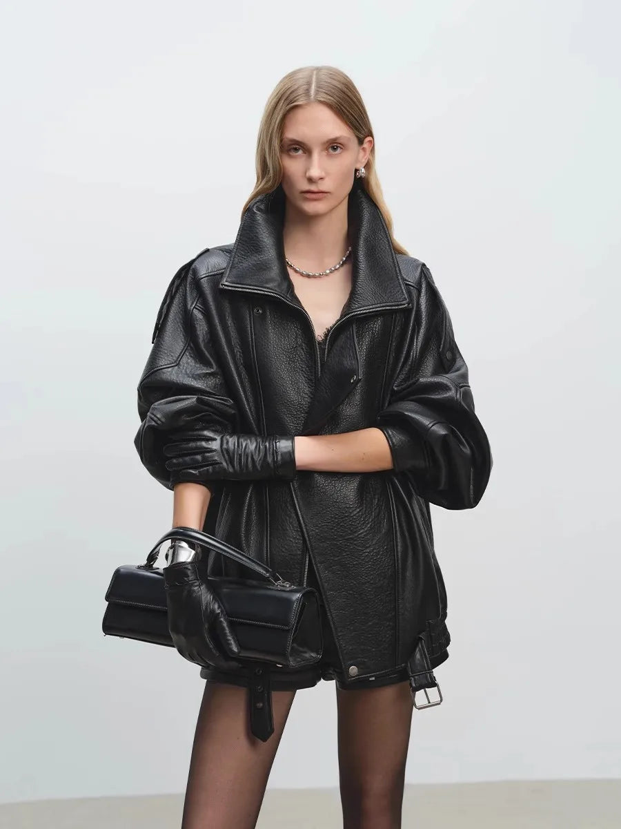 Mauroicardi Primavera Giacca oversize in morbida pelle Pu nera da uomo Cintura a maniche lunghe Designer di lusso Abiti di moda europei 2025